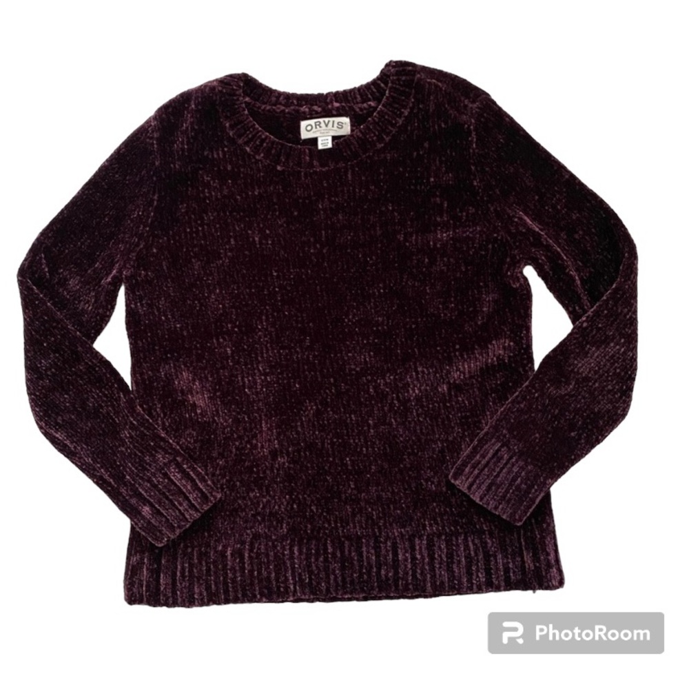 Orvis Purple Plum Chenille Crew Neck Sweater Size Small